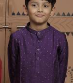 Purple embroidered modal kurta set