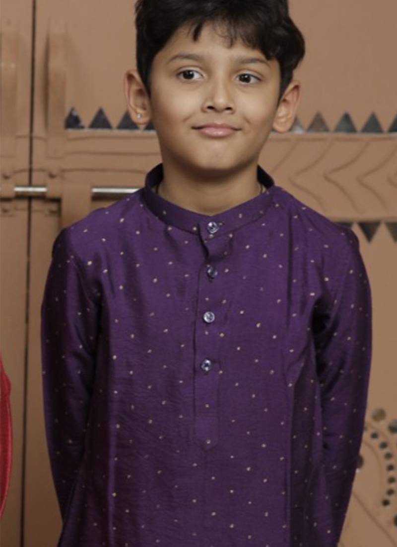 Purple embroidered modal kurta set
