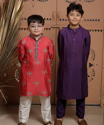 Purple embroidered modal kurta set 2