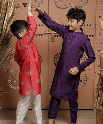 Purple embroidered modal kurta set 3