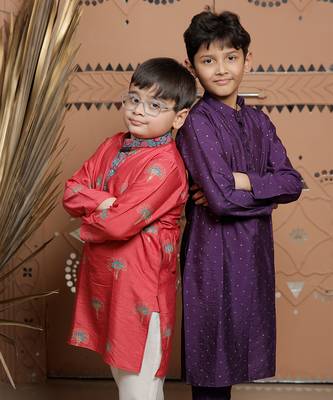 Purple embroidered modal kurta set 4