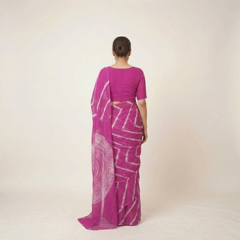 Pink printed art silk saree with blouse piece