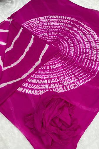 Pink printed art silk saree with blouse piece