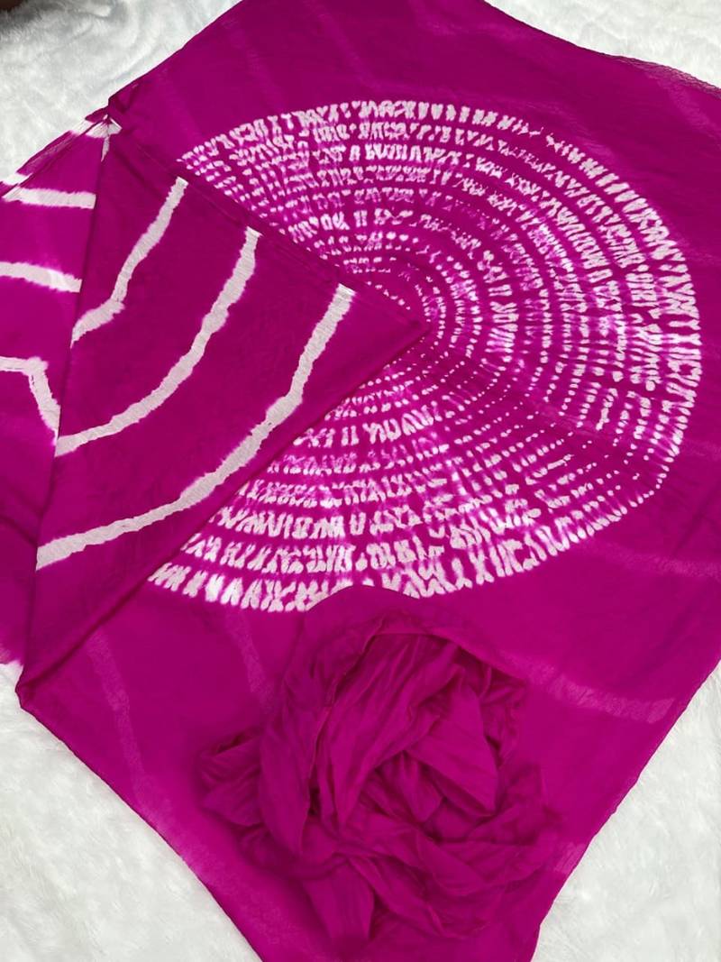 Pink printed art silk saree with blouse piece