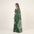 Dark green printed art silk saree with blouse piece