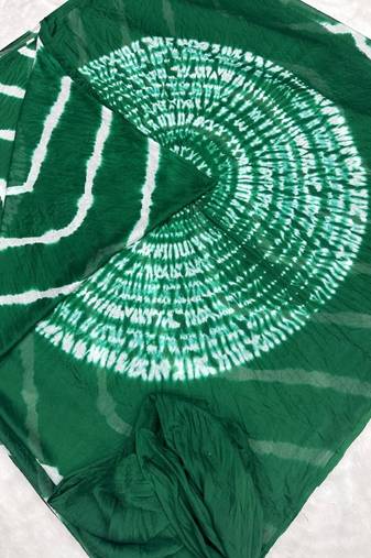 Dark green printed art silk saree with blouse piece