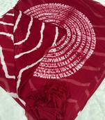 Maroon printed art silk saree with blouse piece