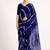 Navy blue printed art silk saree with blouse piece