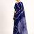 Navy blue printed art silk saree with blouse piece