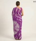 Purple printed art silk saree with blouse piece