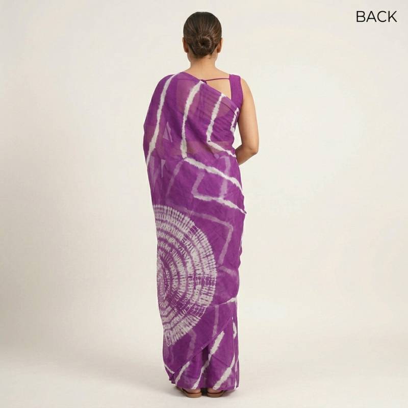 Purple printed art silk saree with blouse piece