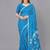 Blue printed art silk saree with blouse piece
