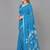 Blue printed art silk saree with blouse piece