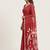 Dark red printed art silk saree with blouse piece