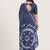 Navy blue printed art silk saree with blouse piece