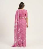 Pink printed art silk saree with blouse piece
