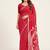 Red printed art silk saree with blouse piece