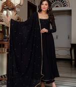 Black blooming party wear embroidery suit set