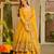 Yellow crunshy silk party wear embroidery sharara    suit set