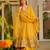 Yellow crunshy silk party wear embroidery sharara    suit set