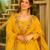 Yellow crunshy silk party wear embroidery sharara    suit set