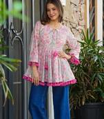 Kedarfab women's cotton blend floral printed short kurti