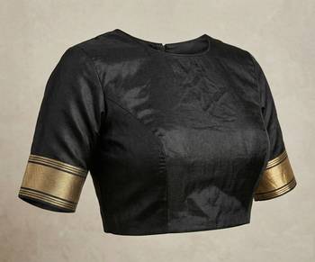Black silk blend banarasi jaquard designer saree with blouse 4