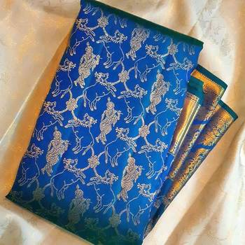 Blue silk blend banarasi jaquard designer saree with blouse 5