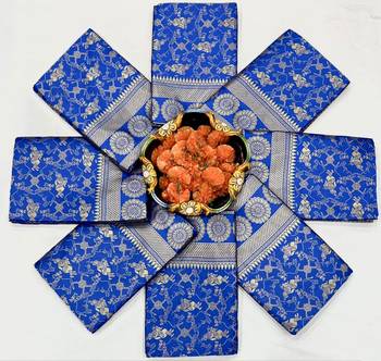 Blue silk blend banarasi jaquard designer saree with blouse 9