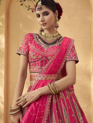 Banarasi Silk Lehenga Choli with Zari, Sequins & Swarovski Work for Wedding & Reception 2