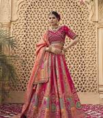 Banarasi Silk Lehenga Choli with Zari, Sequins & Swarovski Work for Wedding & Reception