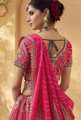 Banarasi Silk Lehenga Choli with Zari, Sequins & Swarovski Work for Wedding & Reception 4