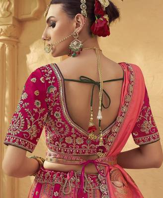 Banarasi Silk Lehenga Choli with Zari, Sequins & Swarovski Work for Wedding & Reception 2
