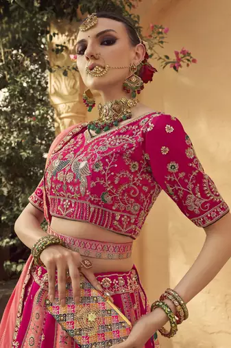Banarasi Silk Lehenga Choli with Zari, Sequins & Swarovski Work for Wedding & Reception