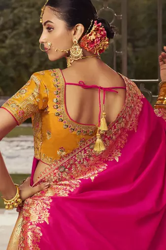 Banarasi Silk Lehenga Choli with Zari, Sequins & Swarovski Work for Wedding & Reception