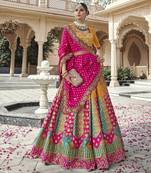 Banarasi Silk Lehenga Choli with Zari, Sequins & Swarovski Work for Wedding & Reception