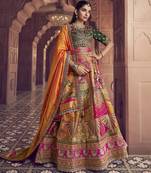 Banarasi Silk Lehenga Choli with Zari, Sequins & Swarovski Work for Wedding & Reception