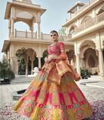 Banarasi Silk Lehenga Choli with Zari, Sequins & Swarovski Work for Wedding & Reception