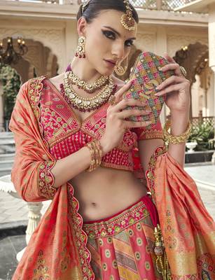 Banarasi Silk Lehenga Choli with Zari, Sequins & Swarovski Work for Wedding & Reception 2