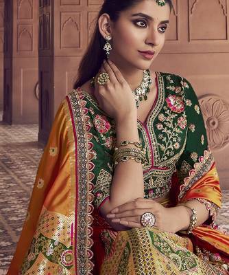 Banarasi Silk Lehenga Choli with Zari, Sequins & Swarovski Work for Wedding & Reception 3