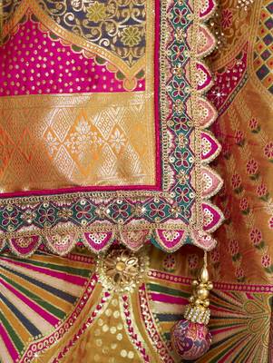 Banarasi Silk Lehenga Choli with Zari, Sequins & Swarovski Work for Wedding & Reception 4