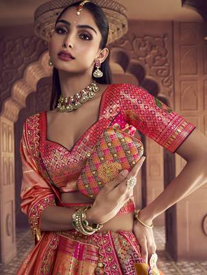 Banarasi Silk Lehenga Choli with Zari, Sequins & Swarovski Work for Wedding & Reception 2