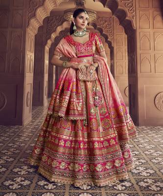 Banarasi Silk Lehenga Choli with Zari, Sequins & Swarovski Work for Wedding & Reception 1