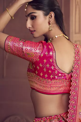 Banarasi Silk Lehenga Choli with Zari, Sequins & Swarovski Work for Wedding & Reception