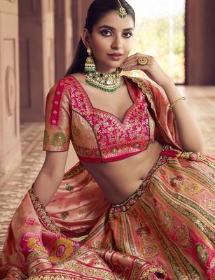 Banarasi Silk Lehenga Choli with Zari, Sequins & Swarovski Work for Wedding & Reception 2