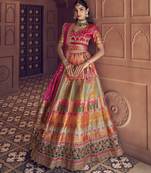 Banarasi Silk Lehenga Choli with Zari, Sequins & Swarovski Work for Wedding & Reception