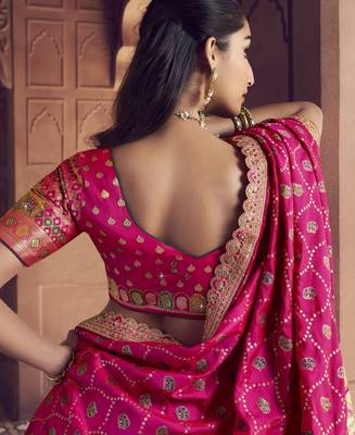 Banarasi Silk Lehenga Choli with Zari, Sequins & Swarovski Work for Wedding & Reception 3