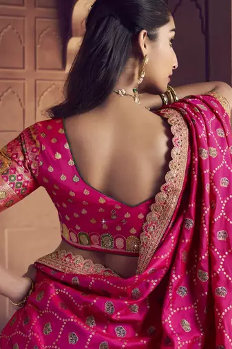 Banarasi Silk Lehenga Choli with Zari, Sequins & Swarovski Work for Wedding & Reception
