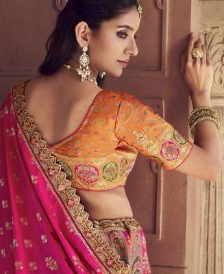Banarasi Silk Lehenga Choli with Zari, Sequins & Swarovski Work for Wedding & Reception 3