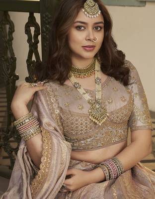 Banarasi Silk Lehenga Choli with Zari, Sequins & Swarovski Work for Wedding & Reception 2